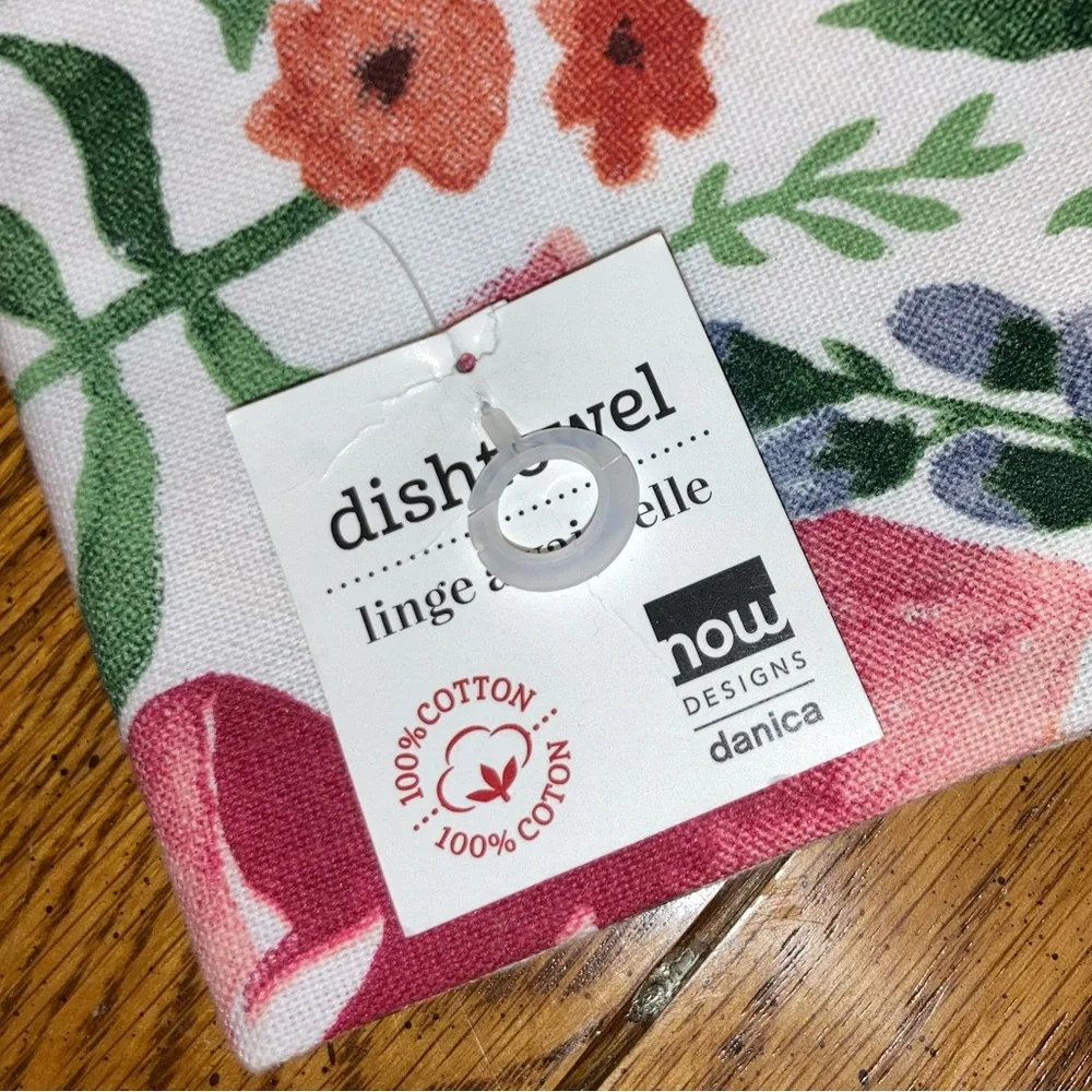 Floral Kitchen Towel Set with tassels -100% Cotton - NEW